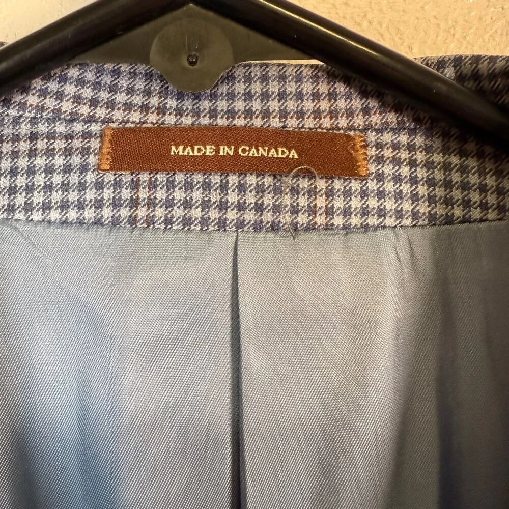 Peter Millar Wool Blazer Sport Coat Mens 40 Regular Blue Gingham Plaid Golf